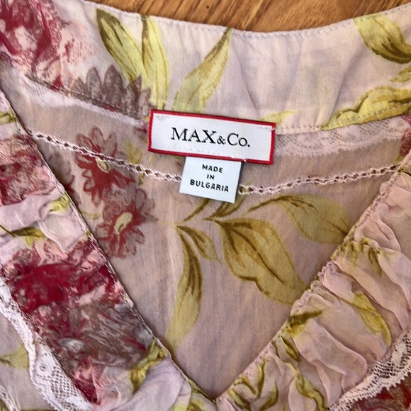 Brand New Max&Co. Floral Pink Silk Blouse US 6 - Picture 8 of 12